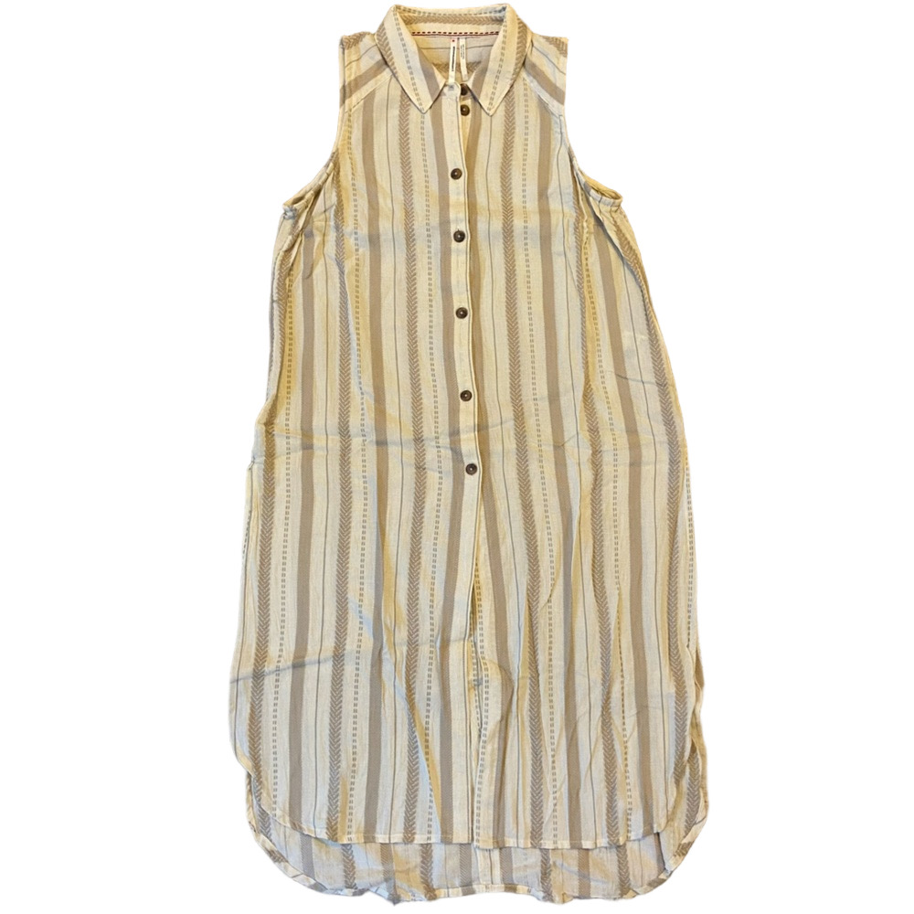 Anthropologie Cream and Tan Buttoned Sundress